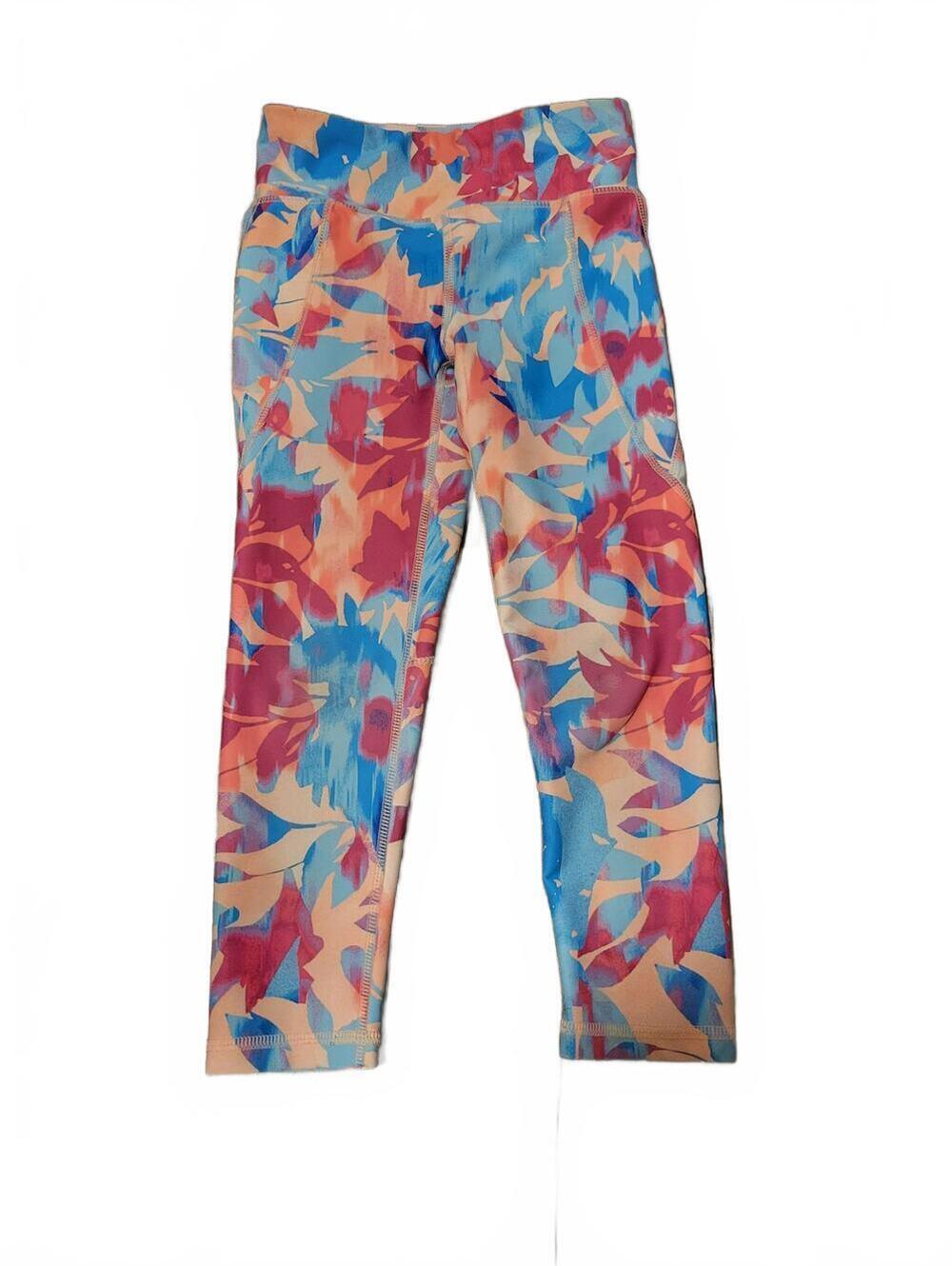 Girls Old Navy Pink/Blue Floral Athletic Leggings Size XS